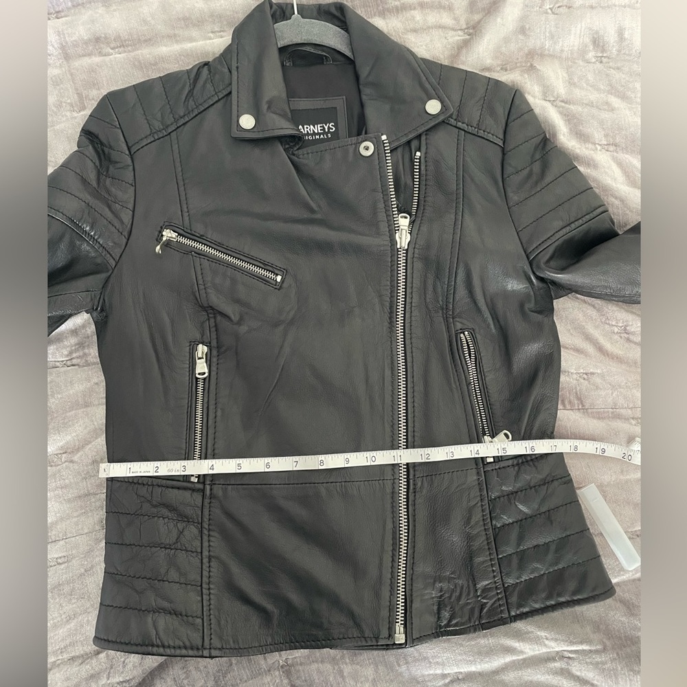 Barneys black 100% sheep leather jacket, size US 10 - Picture 9 of 10